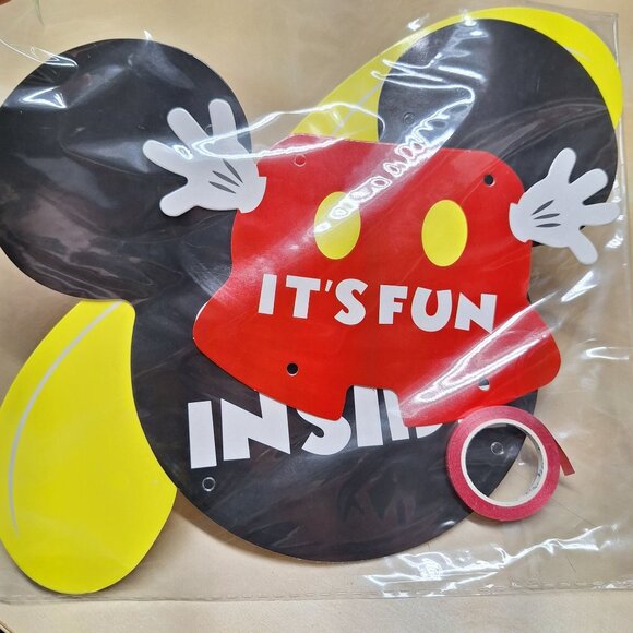 Mouse Ears Happy Birthday Cake Topper Party Decor Shoes Red Yellow Cupcake - Picture 2 of 3